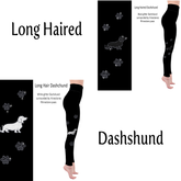 Long Haired Dachshund Rhinestone Leggings with Pockets - White or Black Glitter